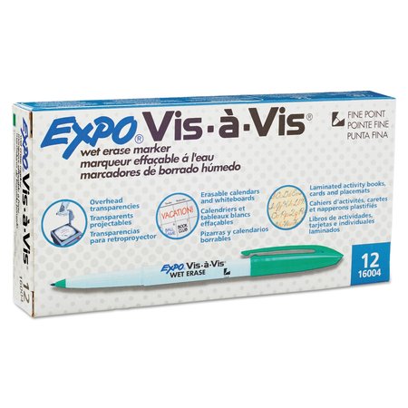 Expo Vis-à-Vis Wet Erase Marker, Fine Bullet Tip, Green, PK12 16004